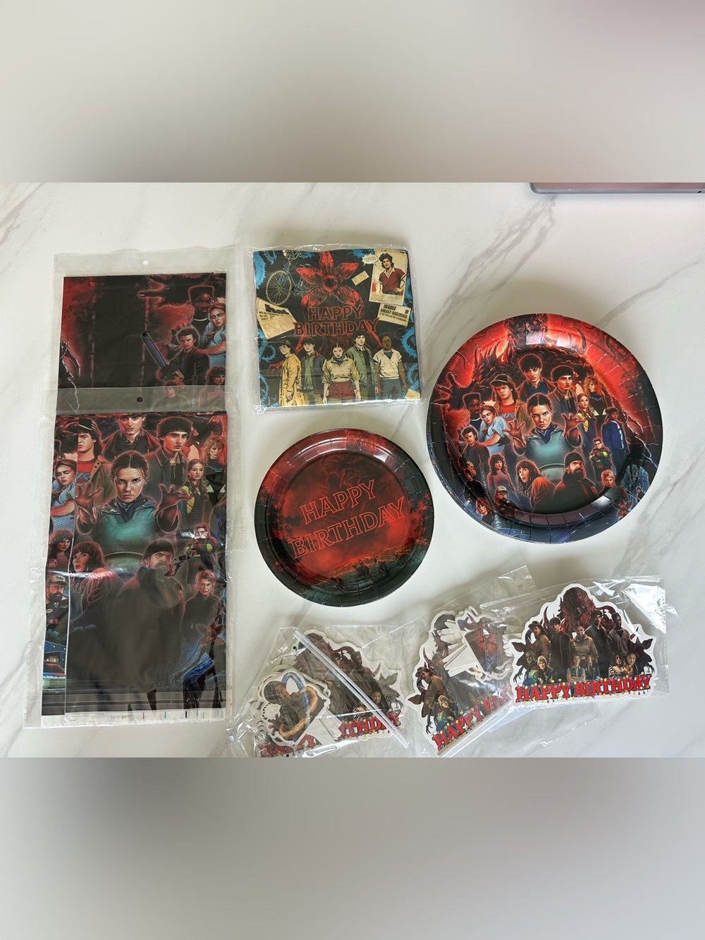 Happy Birthday Stranger Things Cake Topper Set - Multicolor